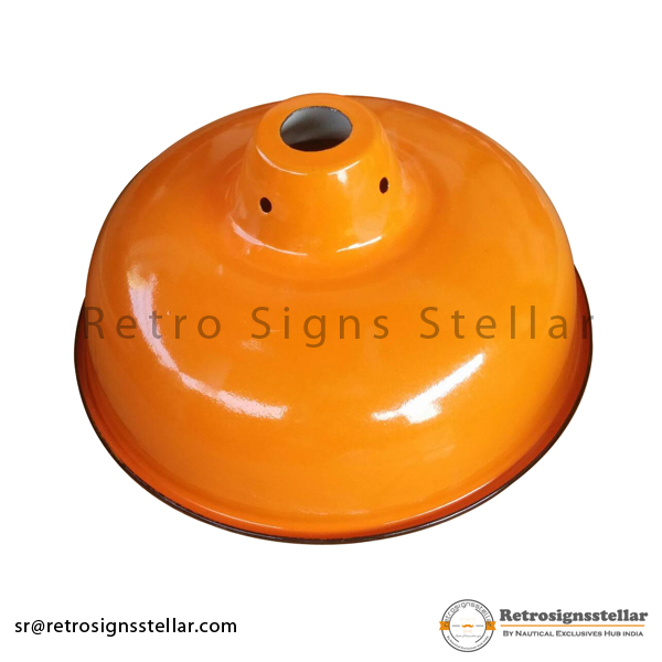 Vitreous Enameled Orange Lamp Shade