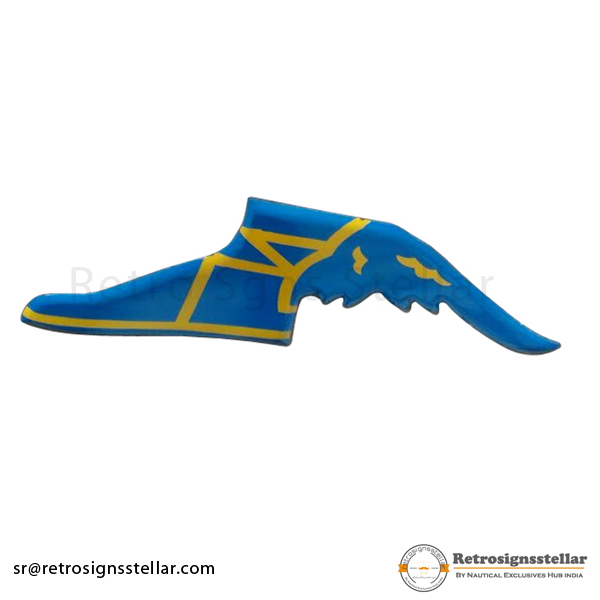 Blue Enamel Metal Winged Shoes