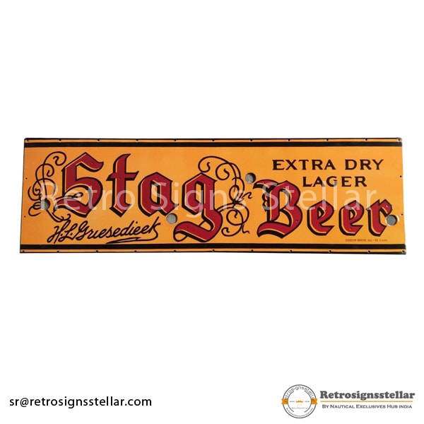 One Sided Vintage Porcelain Beer Signs